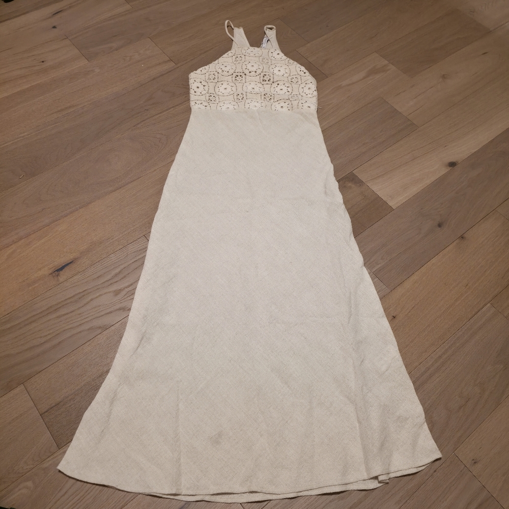Zara Cream Crochet Midi Dress